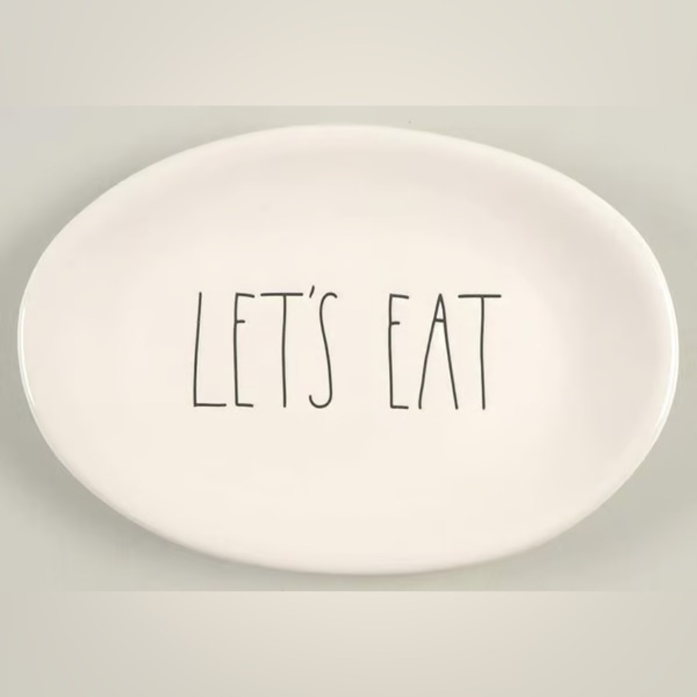 RAE DUNN by Magenta 8" Oval "LET'S EAT" Plate